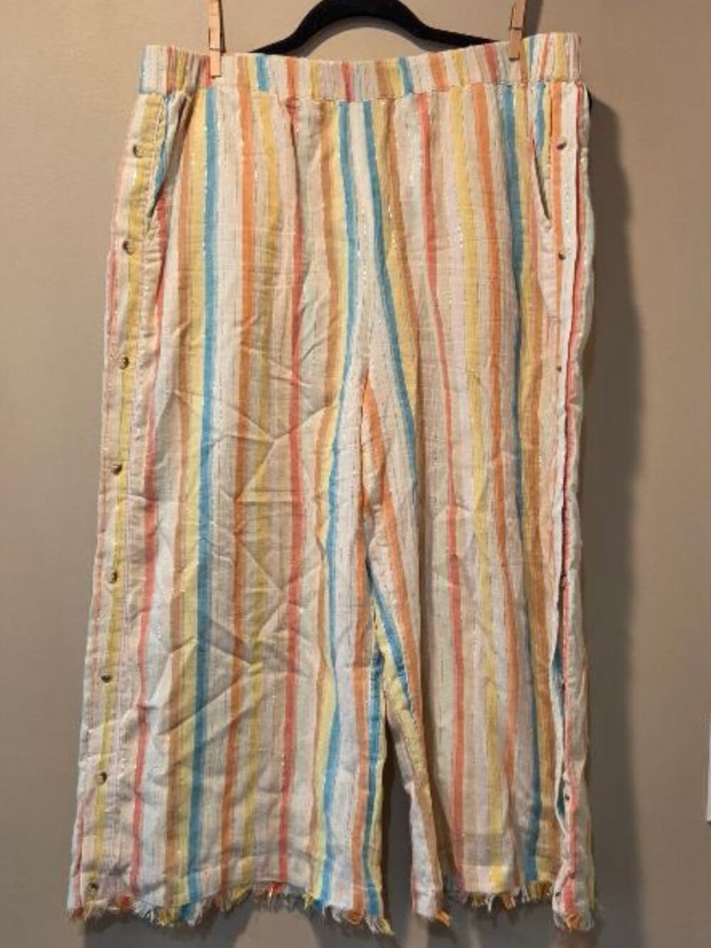 For the Republic Striped Lightweight Linen Capri Pants